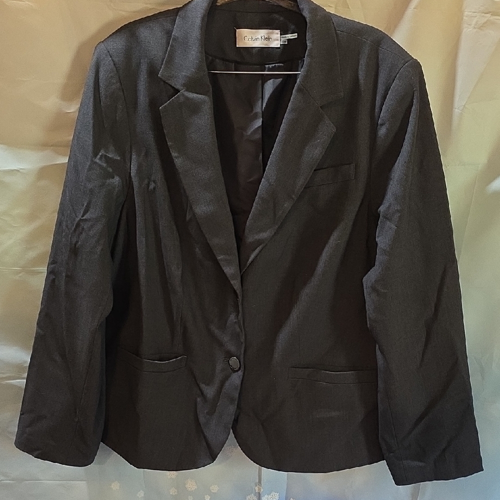 Calvin Klein Charcoal Gray Blazer 11K